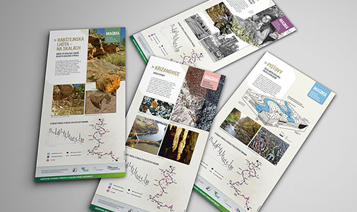 Informační tabule na první geologické cyklostezce Magma na území Železných hor